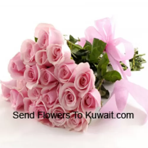 Bunch Of 24 Pink Roses With Seasonal Fillers