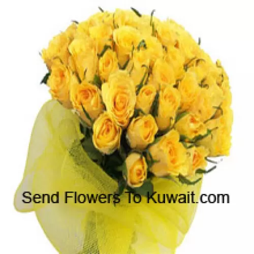 Bouquet de 36 roses jaunes avec des remplissages saisonniers
