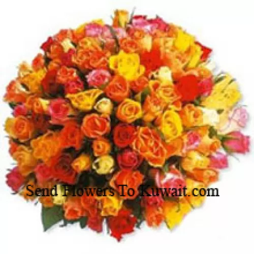 Bouquet de 100 roses de couleurs mélangées